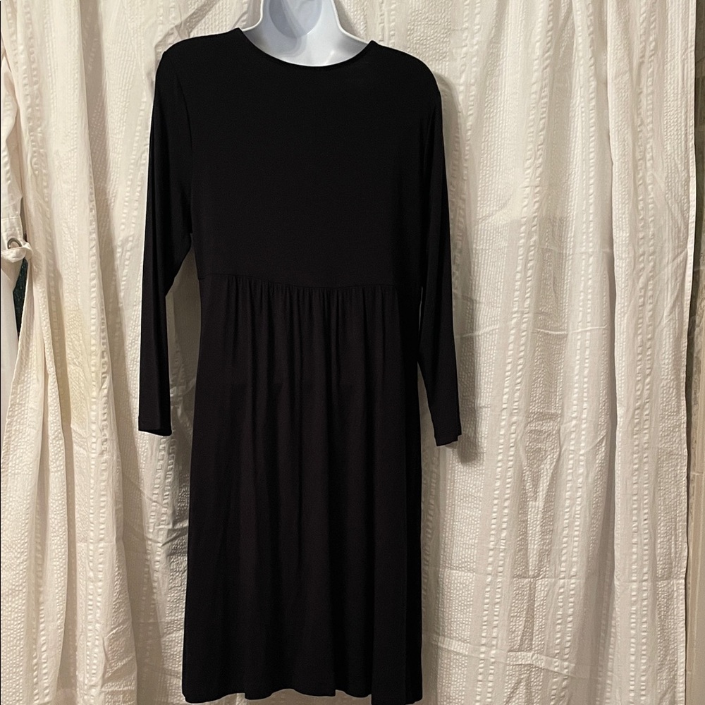 Soma Lounge Dress Black Faux Wrap Empire Waste Size Medium - Picture 6 of 8